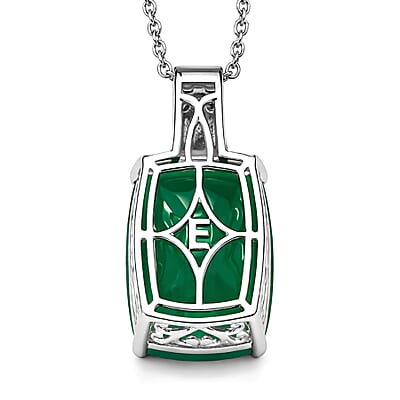 EverTrue Green Onyx 21.50 ctw Pendant in Platinum Bond with Stainless Steel Necklace (20 Inches)