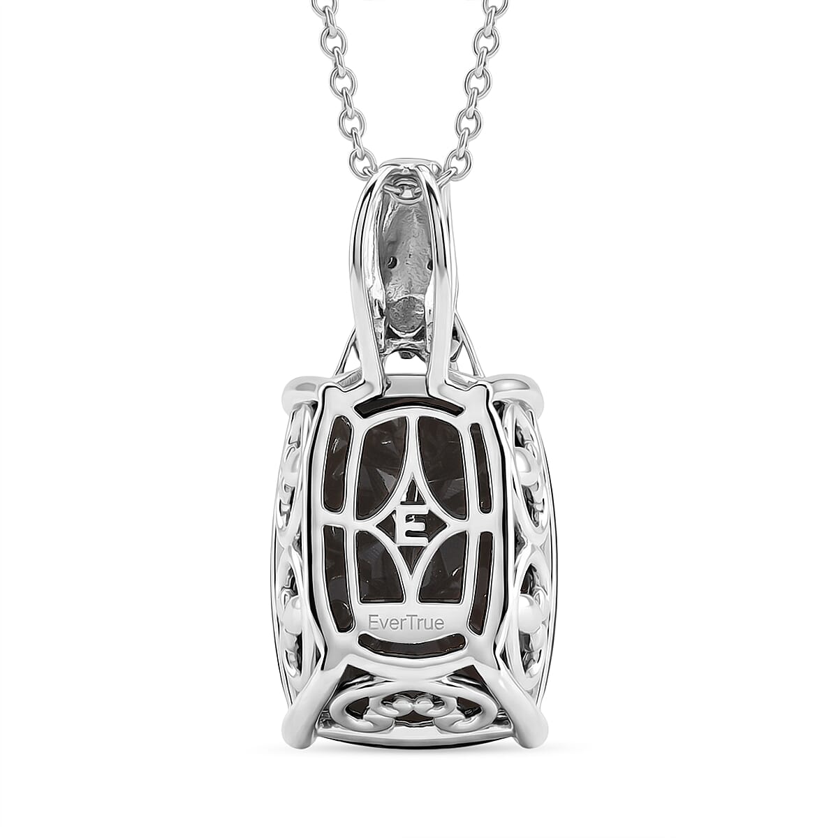 EverTrue Smoky Quartz and Thai Black Spinel 20.00 ctw Pendant in Platinum Bond with Stainless Steel Necklace 20 Inches