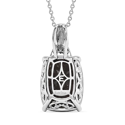 EverTrue Smoky Quartz and Thai Black Spinel 20.00 ctw Pendant in Platinum Bond with Stainless Steel Necklace 20 Inches
