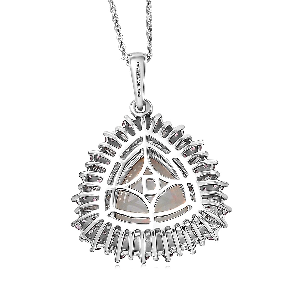 D'Joy Premium Ethiopian Welo Opal and Multi Gemstone 6.30 ctw Sunburst Pendant Necklace in Rhodium Over Sterling Silver 20 Inches  image number 4