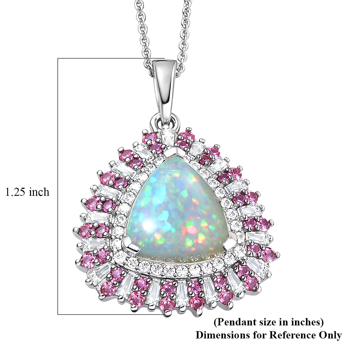 D'Joy Premium Ethiopian Welo Opal and Multi Gemstone 6.30 ctw Sunburst Pendant Necklace in Rhodium Over Sterling Silver 20 Inches  image number 5