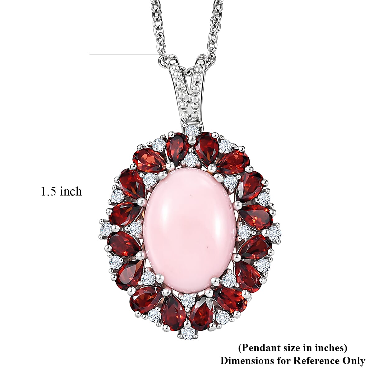 EverTrue Peruvian Pink Opal and Multi Gemstone 12.10 ctw Pendant in Platinum Bond with Stainless Steel Necklace 20 Inches image number 5