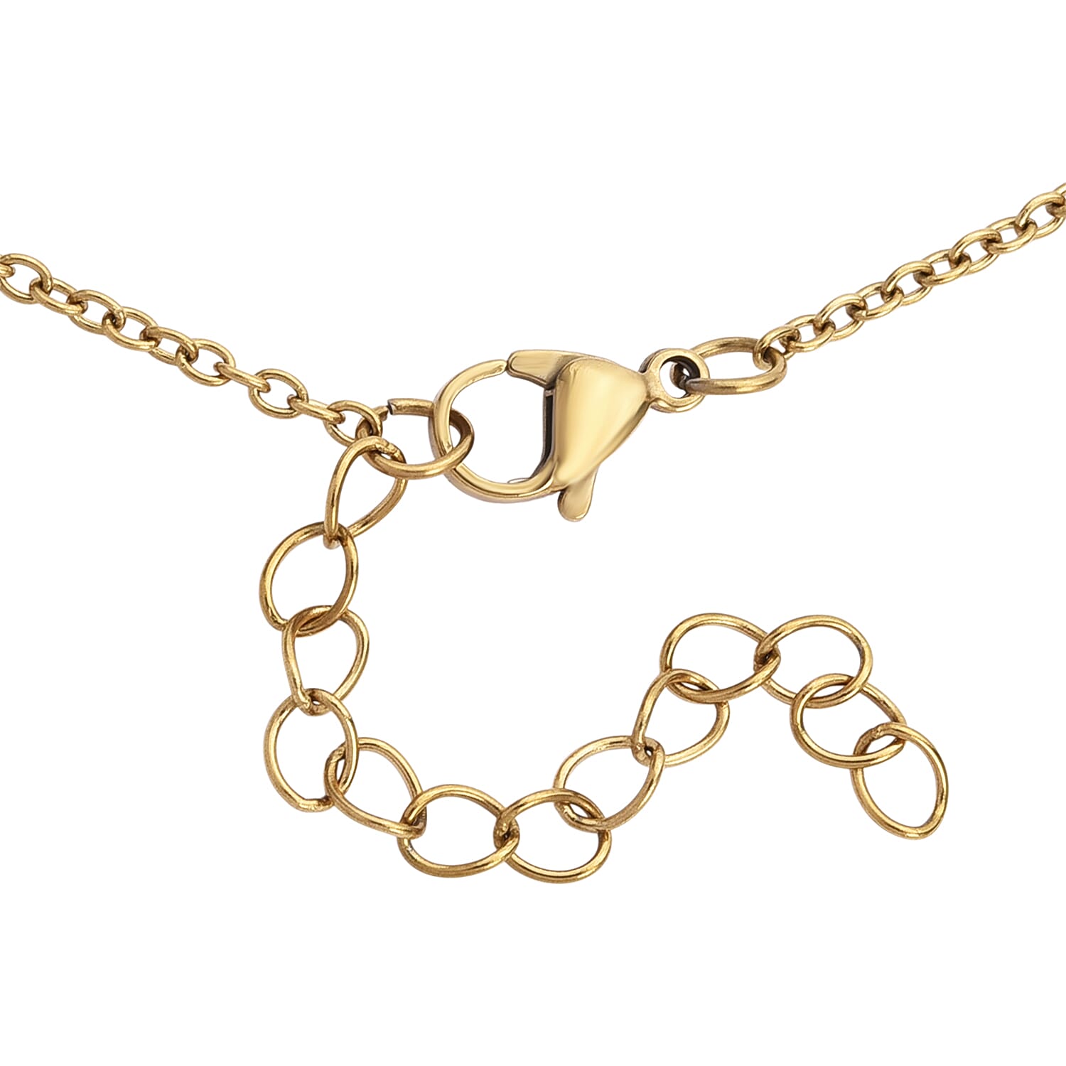 24k Gold Flakes Blue Murano Style Heart Pendant Necklace in ION Plated YG Stainless Steel 20-22 Inches