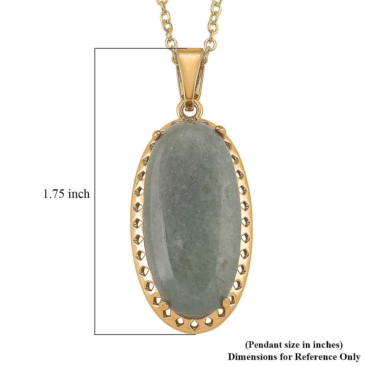 Green Aventurine 25.00 ctw Pendant Necklace (20 Inches) in Goldtone
