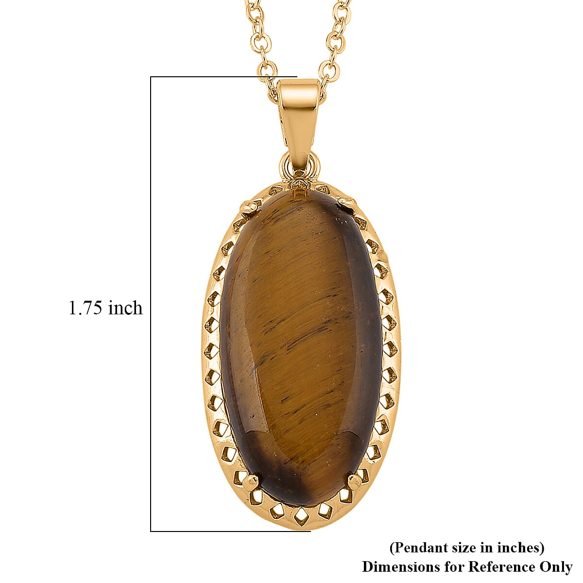 Tigers Eye 25.00 ctw Pendant Necklace (20 Inches) in Goldtone image number 6