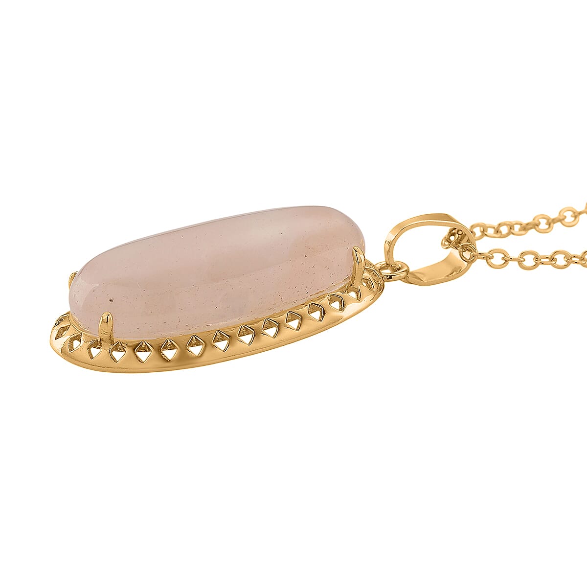 Galilea Rose Quartz 25.00 ctw Pendant Necklace (20 Inches) in Goldtone image number 3