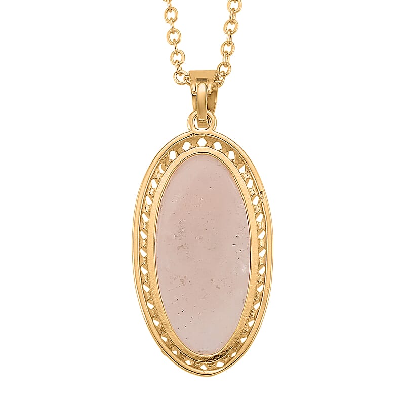 Galilea Rose Quartz 25.00 ctw Pendant Necklace (20 Inches) in Goldtone
