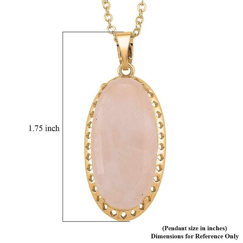 Galilea Rose Quartz 25.00 ctw Pendant Necklace (20 Inches) in Goldtone