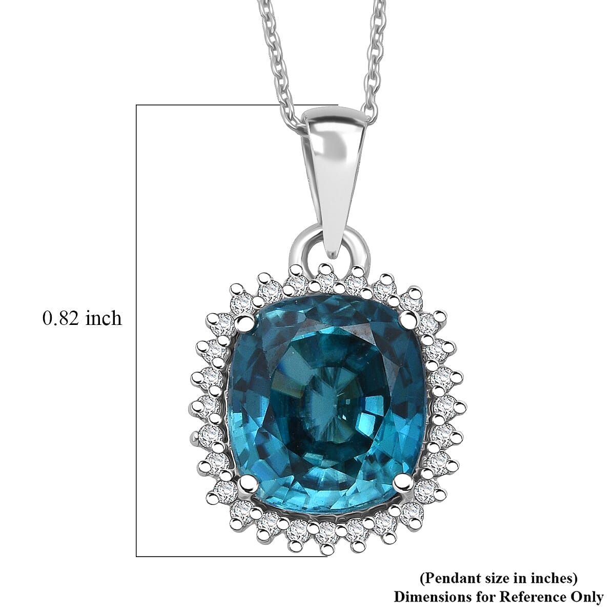 Luxoro AAAA Cambodian Blue Zircon, Diamond Pendant Necklace in 10K White Gold 5.10 ctw (18 Inches)