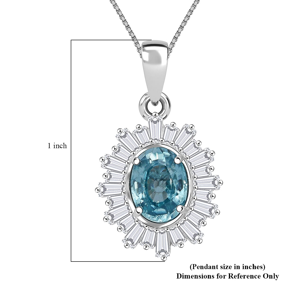 D'Joy Premium Cambodian Blue Zircon and Moissanite 2.70 ctw Azure Flare Pendant Necklace in Rhodium Over Sterling Silver 18 Inches   image number 6