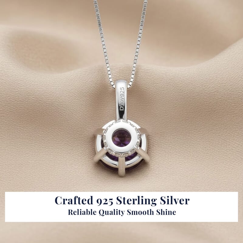 D'Joy Indian Star Ruby, White Zircon Pendant Necklace in Rhodium Over Sterling Silver 4.00 ctw (18 Inches)