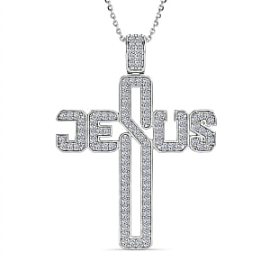 Luxuriant Lab Grown Diamond G-H SI 0.90 ctw Pendant Necklace in Rhodium Over Sterling Silver 20 Inches 