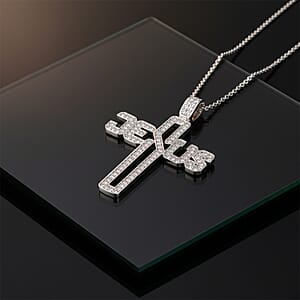 Luxuriant Lab Grown Diamond G-H SI 0.90 ctw Pendant Necklace in Rhodium Over Sterling Silver 20 Inches 