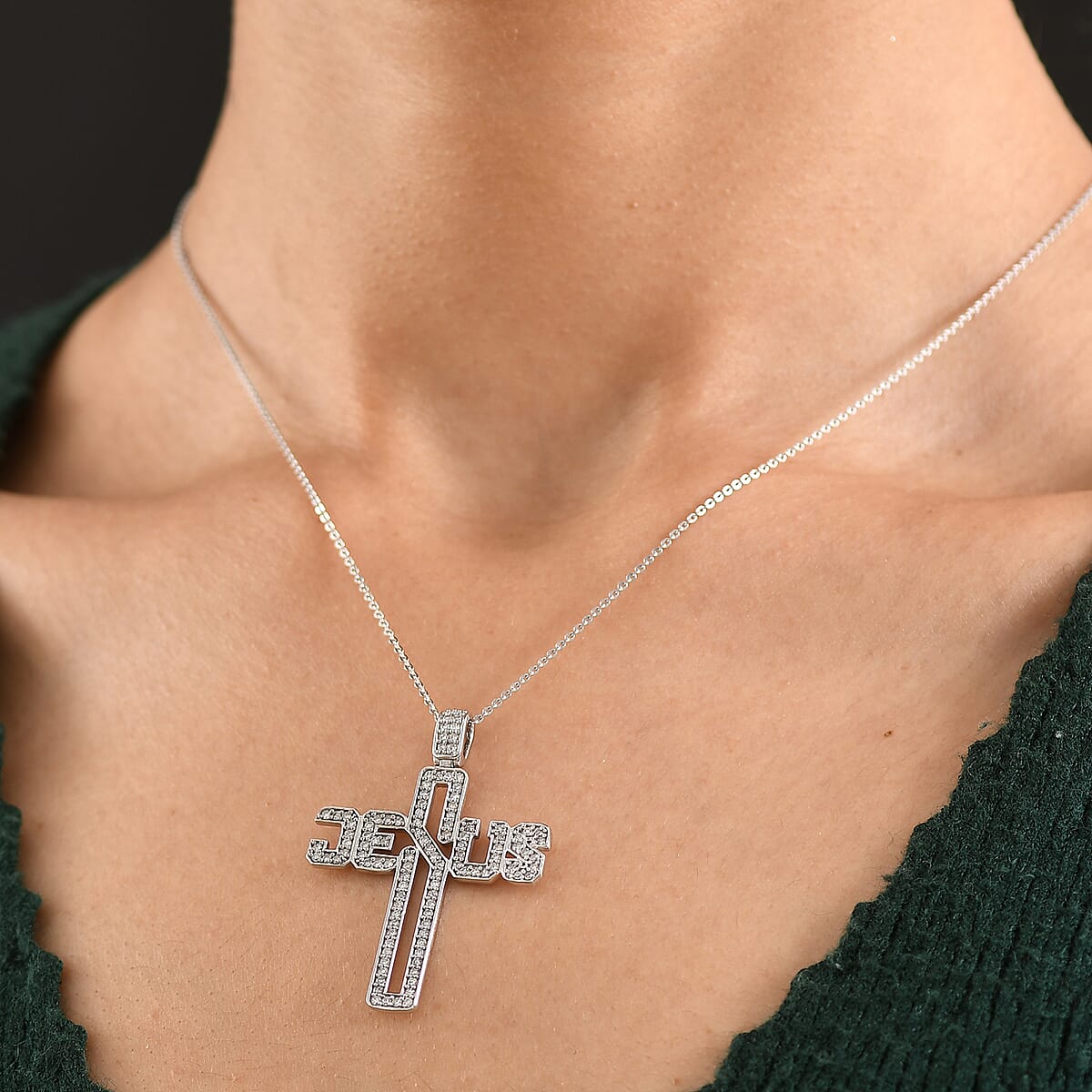 Luxuriant Lab Grown Diamond G-H SI 0.90 ctw Pendant Necklace in Rhodium Over Sterling Silver 20 Inches  image number 2