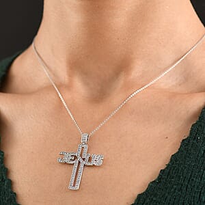 Luxuriant Lab Grown Diamond G-H SI 0.90 ctw Pendant Necklace in Rhodium Over Sterling Silver 20 Inches 