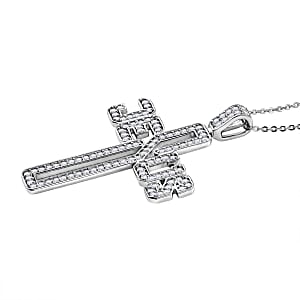 Luxuriant Lab Grown Diamond G-H SI 0.90 ctw Pendant Necklace in Rhodium Over Sterling Silver 20 Inches 