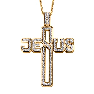 Luxuriant Lab Grown Diamond G-H SI 0.90 ctw Pendant Necklace in 18K Vermeil Yellow Gold Over Sterling Silver 20 Inches 