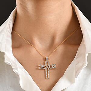 Luxuriant Lab Grown Diamond G-H SI 0.90 ctw Pendant Necklace in 18K Vermeil Yellow Gold Over Sterling Silver 20 Inches 