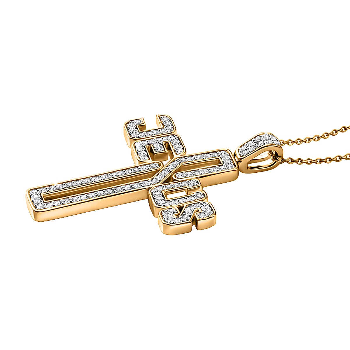 Luxuriant Lab Grown Diamond G-H SI 0.90 ctw Pendant Necklace in 18K Vermeil Yellow Gold Over Sterling Silver 20 Inches  image number 3