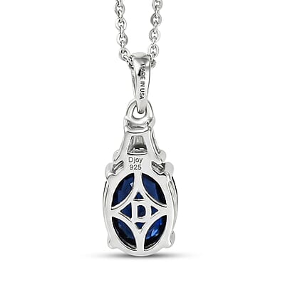 D'Joy Catalina Iolite, Moissanite Eternal Radiance Pendant Necklace in Rhodium Over Sterling Silver 1.65 ctw (20 Inches)