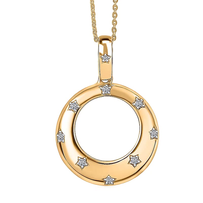 Luxuriant Lab Grown Diamond Pendant Necklace in 18K Vermeil YG Over Sterling Silver 0.15 ctw (20 Inches)