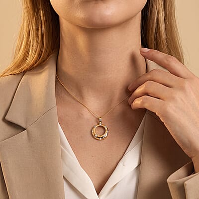 Luxuriant Lab Grown Diamond Pendant Necklace in 18K Vermeil YG Over Sterling Silver 0.15 ctw (20 Inches)