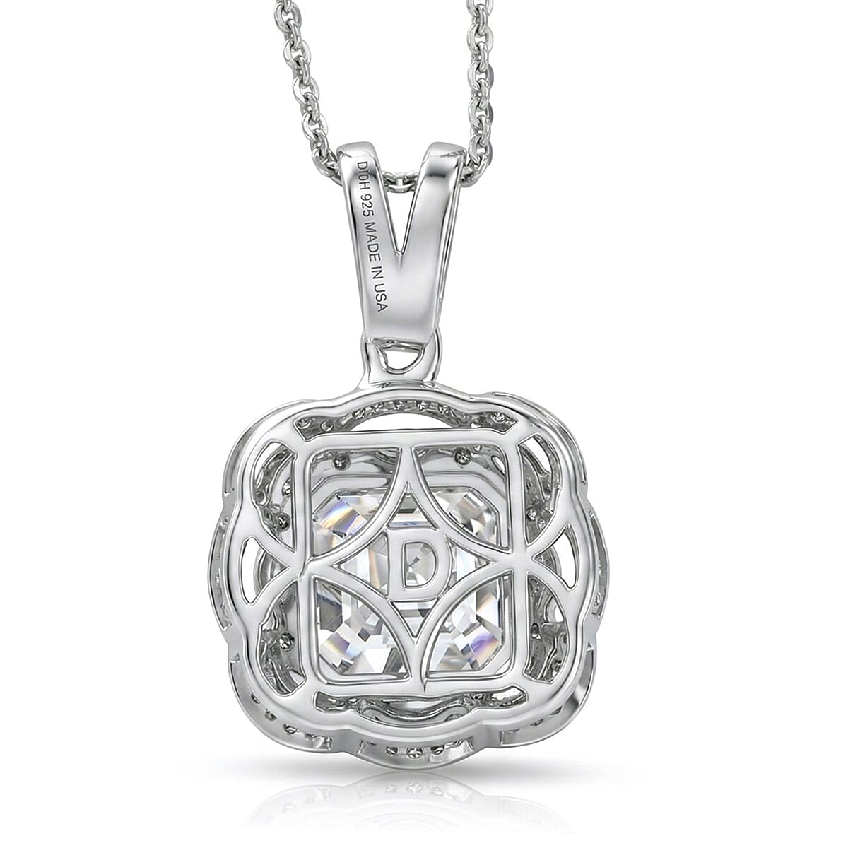 D'Joy Moissanite 3.25 ctw Crown Spark Pendant Necklace in Rhodium Over Sterling Silver 20 Inches
