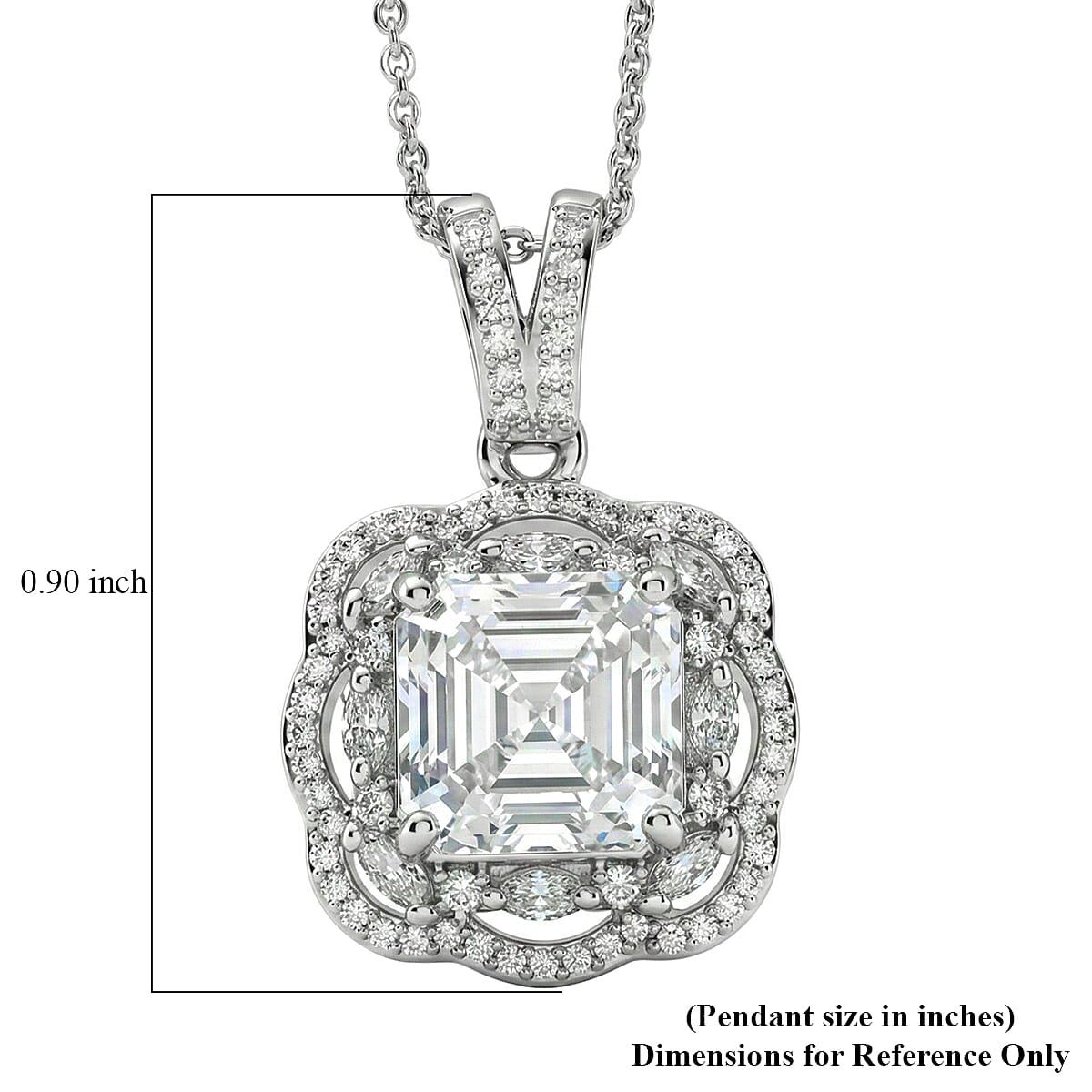 D'Joy Moissanite 3.25 ctw Crown Spark Pendant Necklace in Rhodium Over Sterling Silver 20 Inches