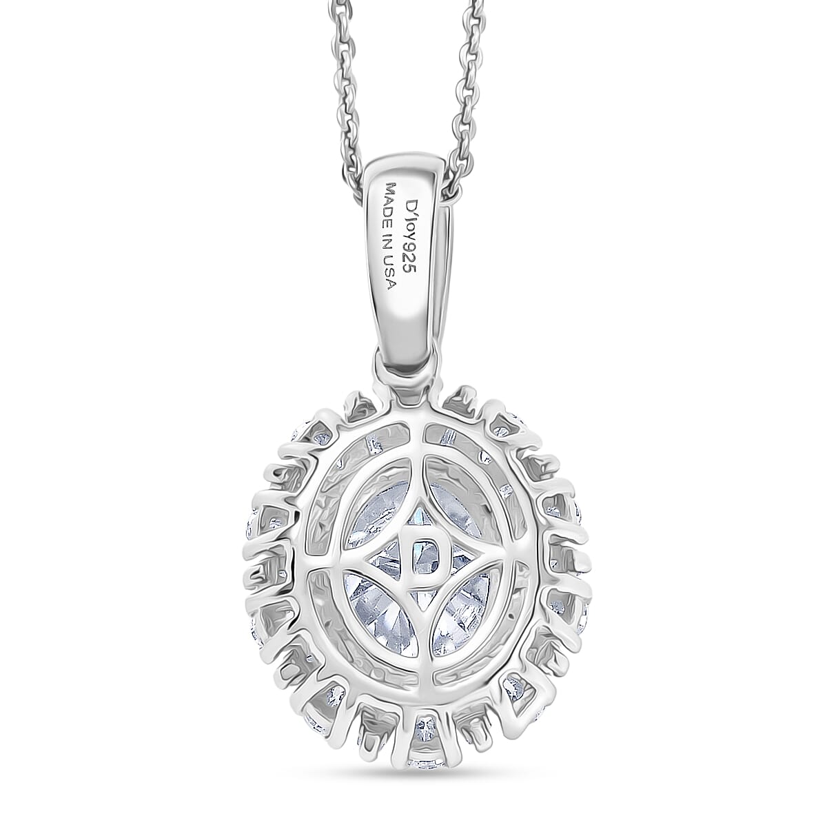 D'Joy Moissanite 2.85 ctw Sparkburst Pendant Necklace in Rhodium Over Sterling Silver 20 Inches  image number 3