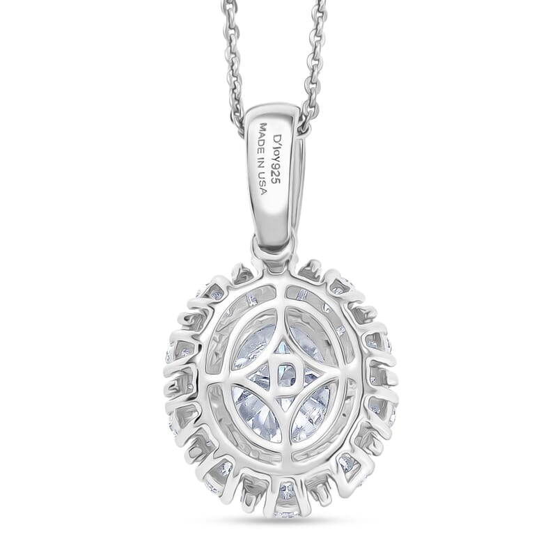 D'Joy Moissanite 2.85 ctw Sparkburst Pendant Necklace in Rhodium Over Sterling Silver 20 Inches