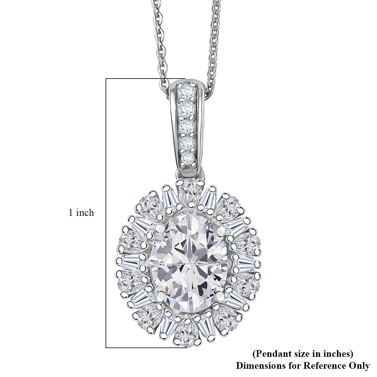 D'Joy Moissanite 2.85 ctw Sparkburst Pendant Necklace in Rhodium Over Sterling Silver 20 Inches  image number 5