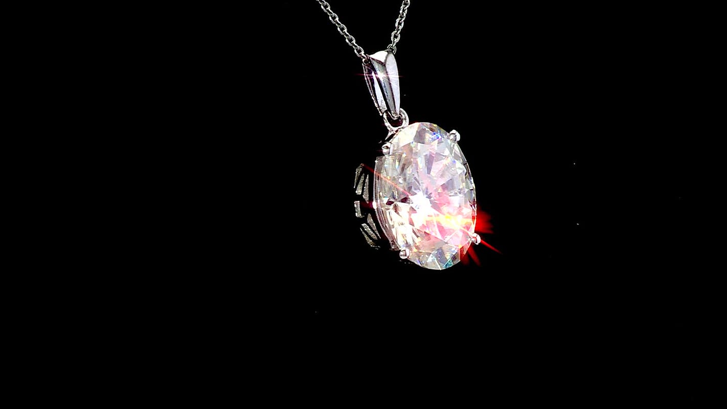 D'Joy Moissanite 10.10 ctw Eternal Solitaire Pendant Necklace in Rhodium Over Sterling Silver 20 Inches