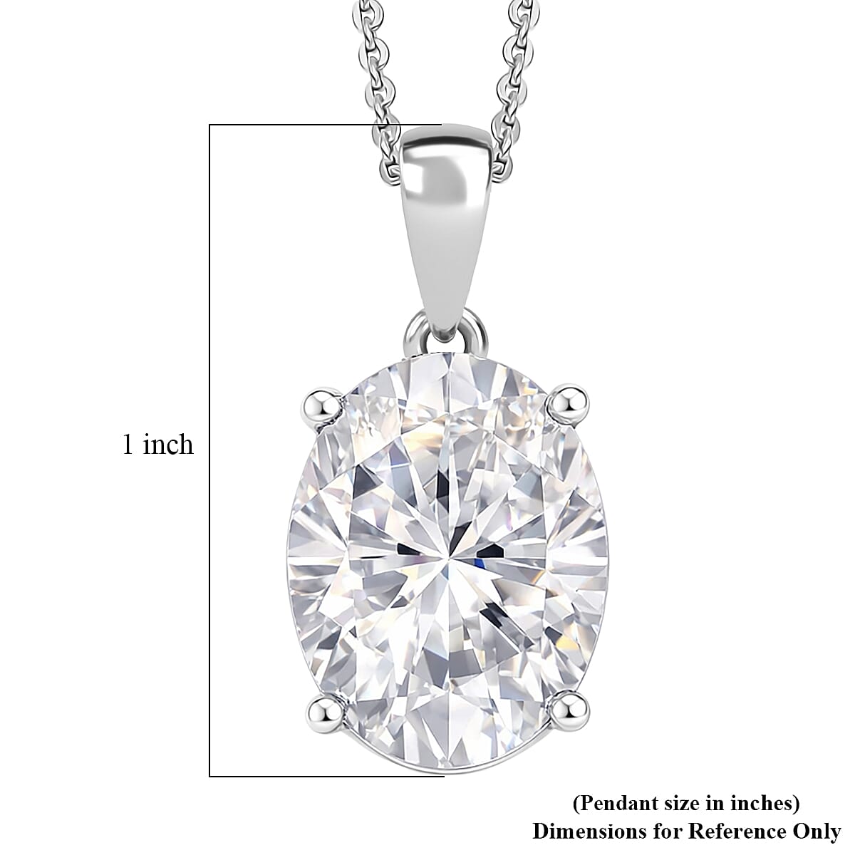 D'Joy Moissanite 10.10 ctw Eternal Solitaire Pendant Necklace in Rhodium Over Sterling Silver 20 Inches 