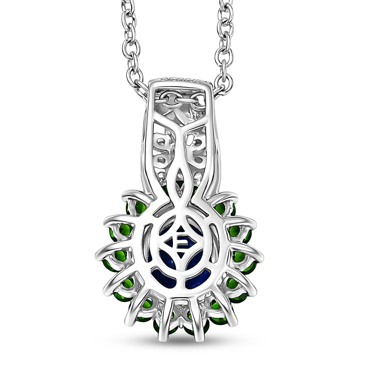 EverTrue Masoala Sapphire (D) and Multi Gemstone 2.50 ctw Pendant in Platinum Bond with Stainless Steel Necklace (20 Inches)