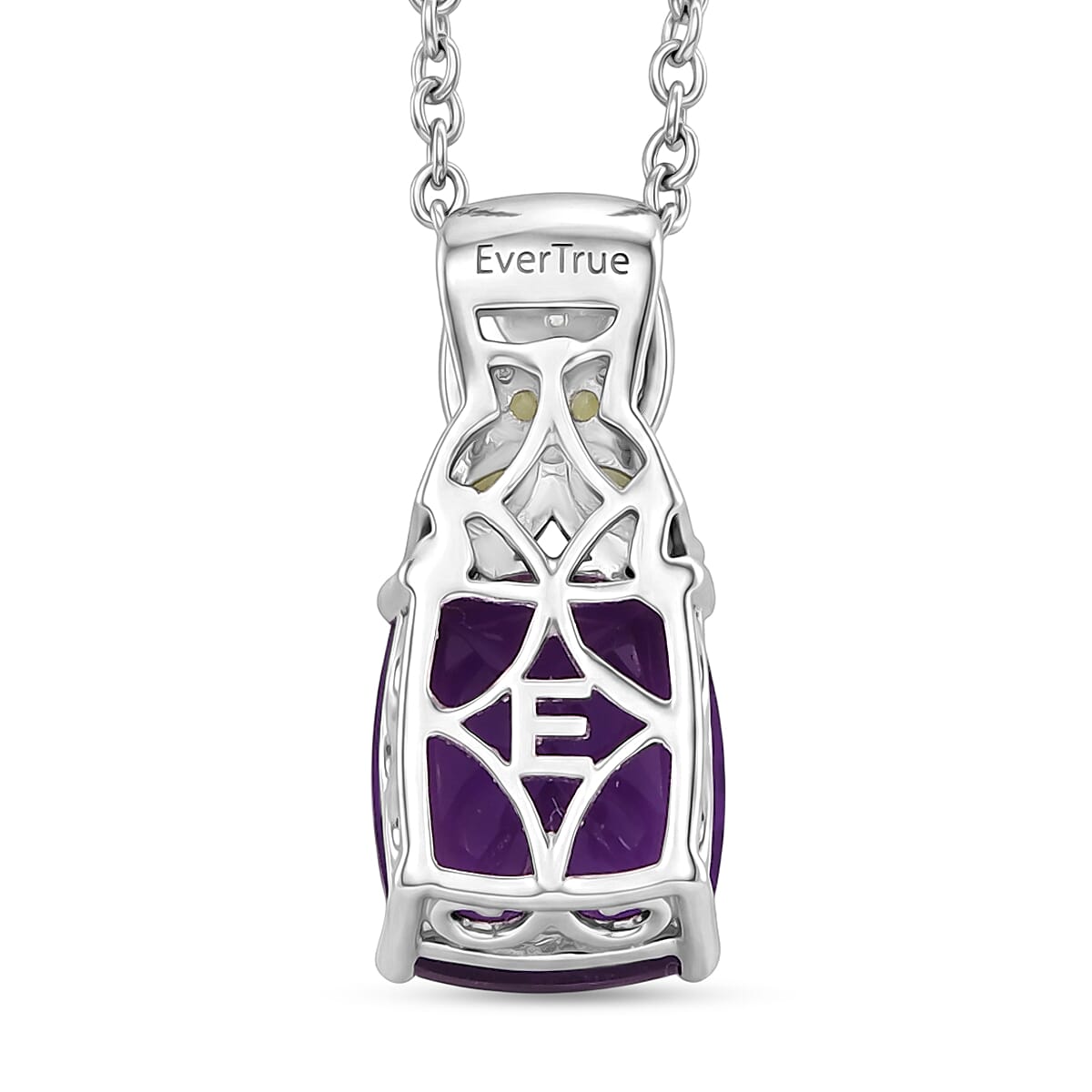 EverTrue African Amethyst and Multi Gemstone 5.35 ctw Pendant in 18K YG Plated and Platinum Bond with Stainless Steel Necklace 20 Inches