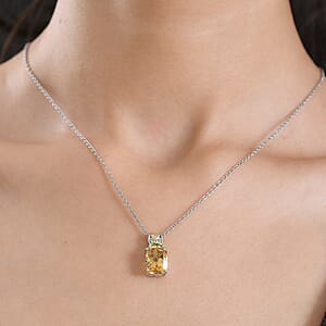 EverTrue Brazilan Citrine and Multi Gemstone 4.50 ctw Pendant in 18K YG Plated and Platinum Bond with Stainless Steel Necklace 20 Inches