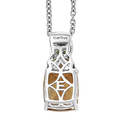 EverTrue Brazilan Citrine and Multi Gemstone 4.50 ctw Pendant in 18K YG Plated and Platinum Bond with Stainless Steel Necklace 20 Inches