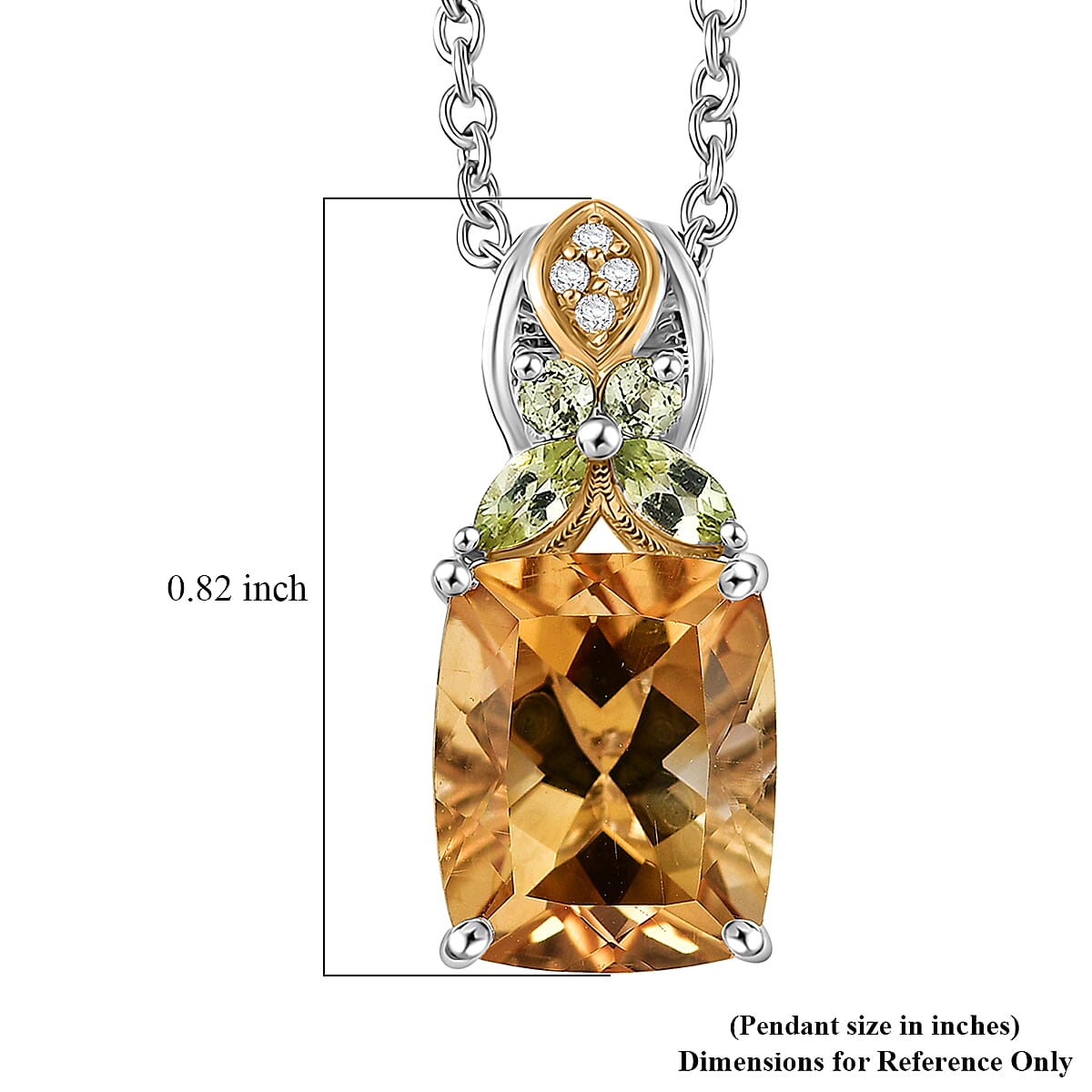 EverTrue Brazilan Citrine and Multi Gemstone 4.50 ctw Pendant in 18K YG Plated and Platinum Bond with Stainless Steel Necklace 20 Inches image number 5