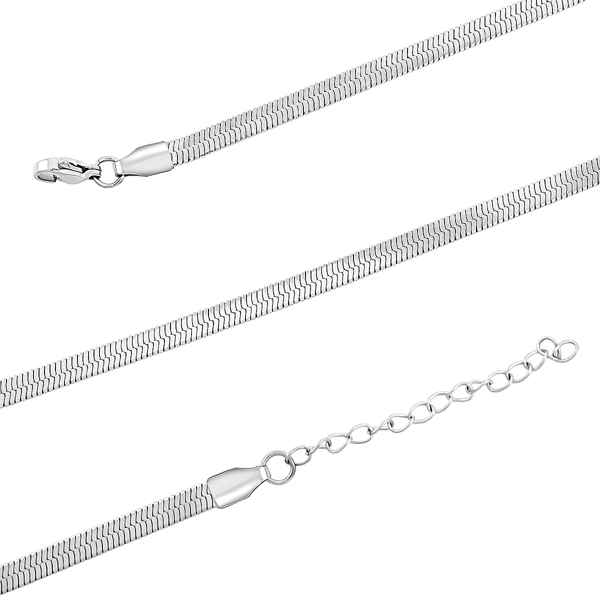 Herringbone Chain Bracelet (8.50In) and Necklace (24 Inches) in Stainless Steel image number 4
