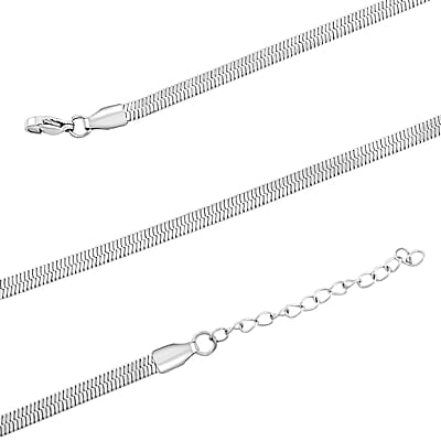 Herringbone Chain Bracelet (8.50In) and Necklace (24 Inches) in Stainless Steel