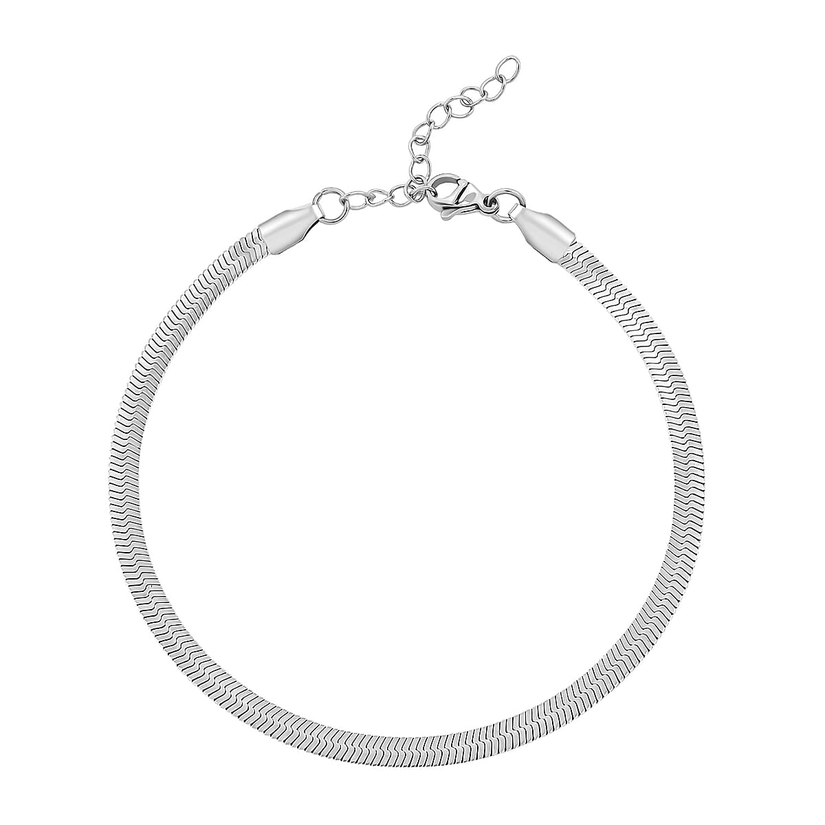 Herringbone Chain Bracelet (8.50In) and Necklace (24 Inches) in Stainless Steel image number 6