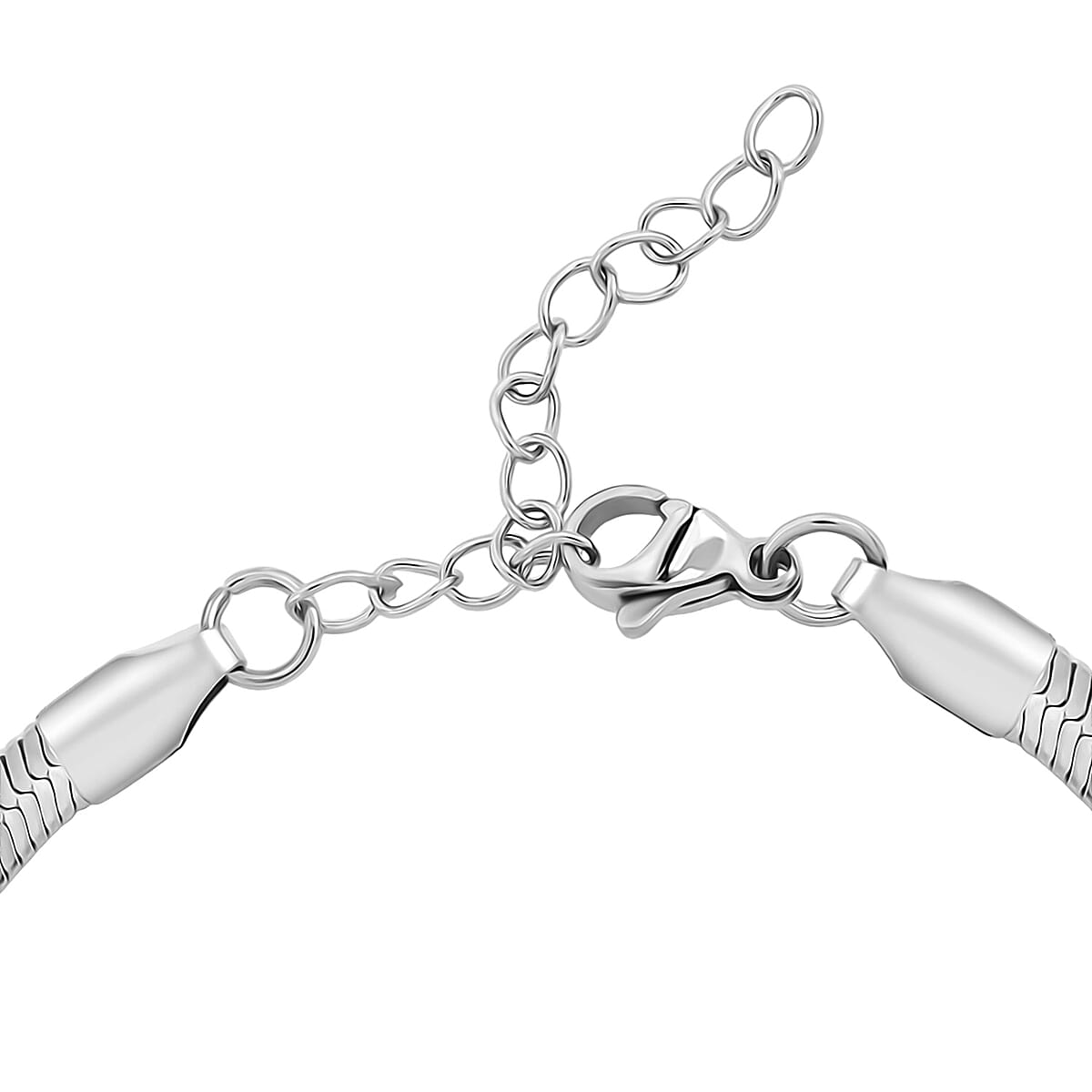 Herringbone Chain Bracelet (8.50In) and Necklace (24 Inches) in Stainless Steel image number 7