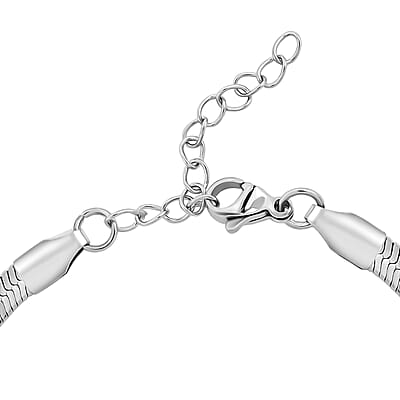 Herringbone Chain Bracelet (8.50In) and Necklace (24 Inches) in Stainless Steel