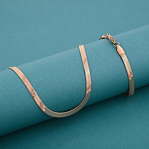 Herringbone Chain Bracelet (8.50In) and Necklace (24 Inches) in ION Plated RG Stainless Steel