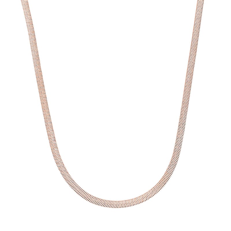 Herringbone Chain Bracelet (8.50In) and Necklace (24 Inches) in ION Plated RG Stainless Steel