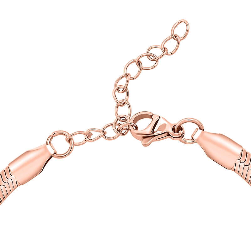 Herringbone Chain Bracelet (8.50In) and Necklace (24 Inches) in ION Plated RG Stainless Steel