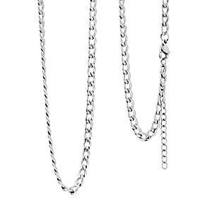 Cuban Chain Bracelet (8.50In) and Necklace (24 Inches) in Stainless Steel