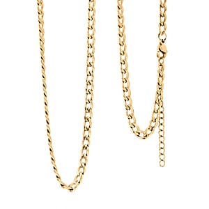 Cuban Chain Bracelet (8.50In) and Necklace (24 Inches) in ION Plated YG Stainless Steel