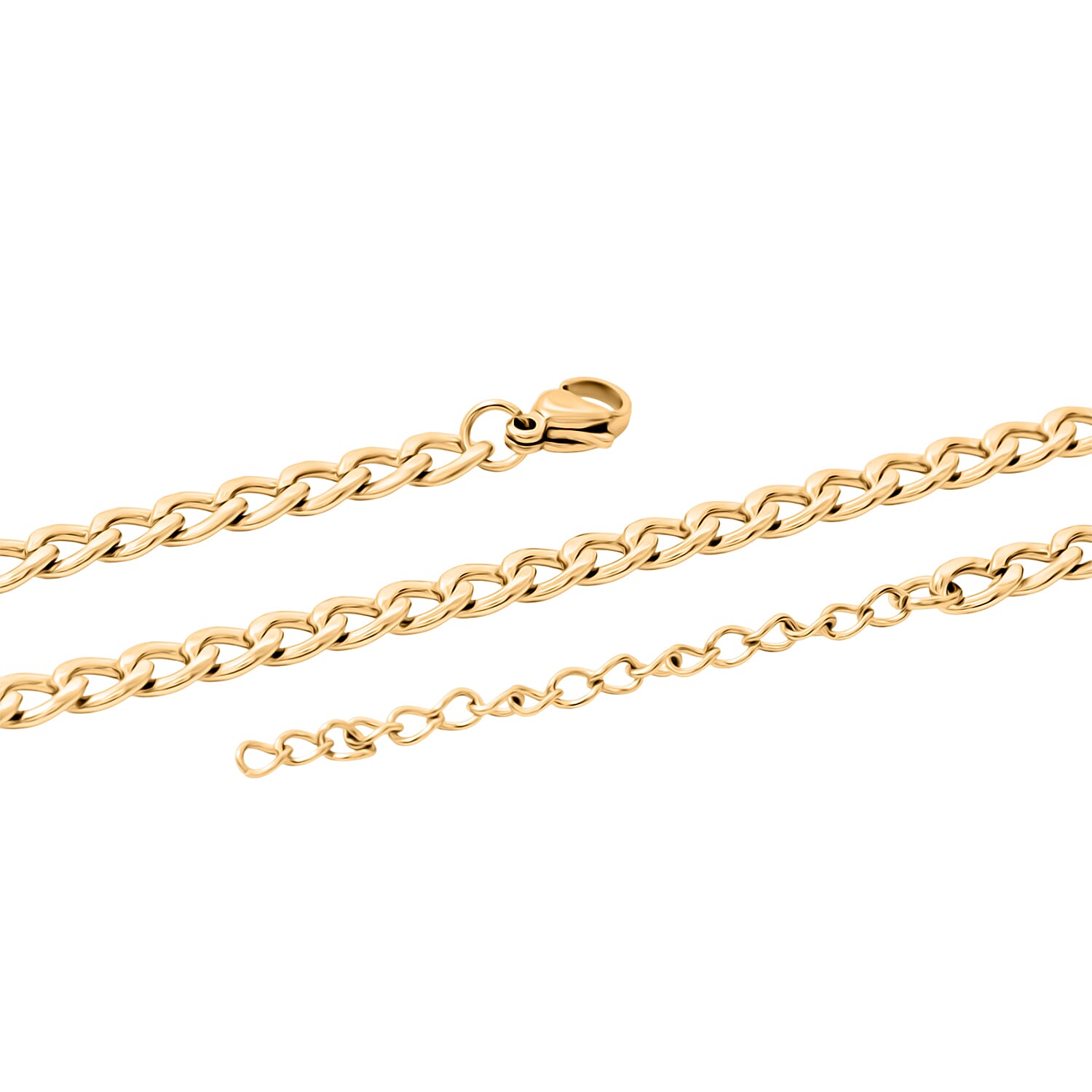 Cuban Chain Bracelet (8.50In) and Necklace (24 Inches) in ION Plated YG Stainless Steel