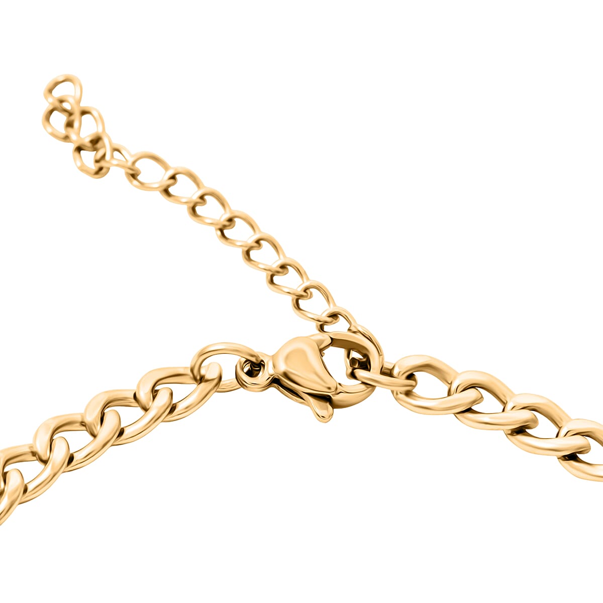 Cuban Chain Bracelet (8.50In) and Necklace (24 Inches) in ION Plated YG Stainless Steel image number 7